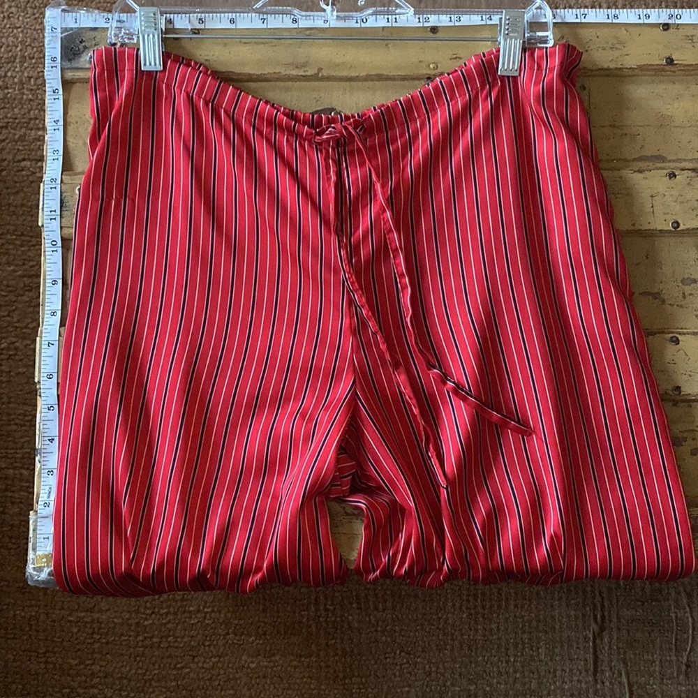 RALPH LAUREN CHAPS RED STRIPE SILKY LS BUTTON DOWN TOP DRAWSTRING PJ PANTS SET M - Picture 14 of 17